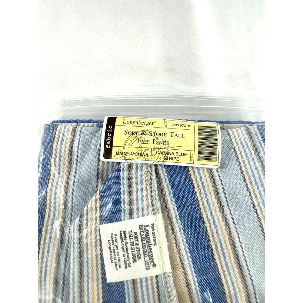 Longaberger Sort & Store Tall File Liner Cabana Blue Stripe 23797295